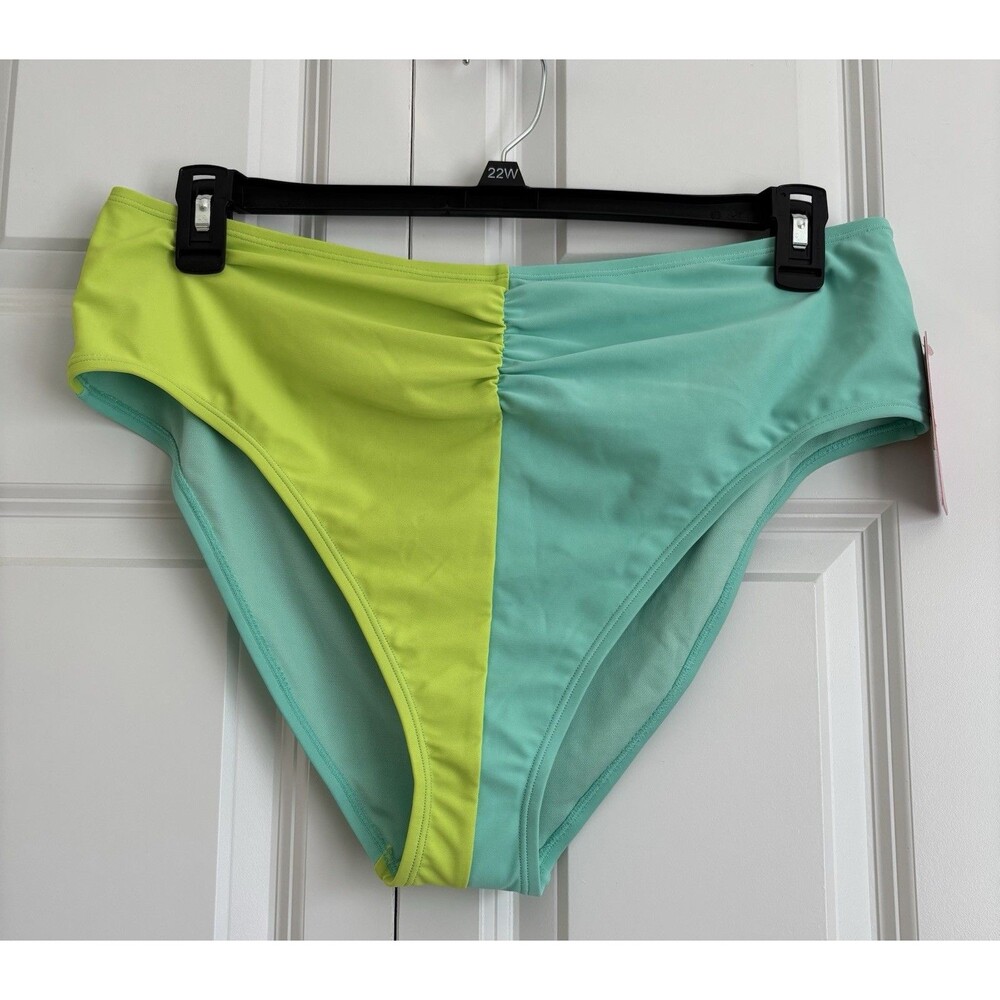 NINETY NINE WOMENS SWIM BIkINI BOTTON SHIRRED SPLICED HIGH WAIST SIZE XXL